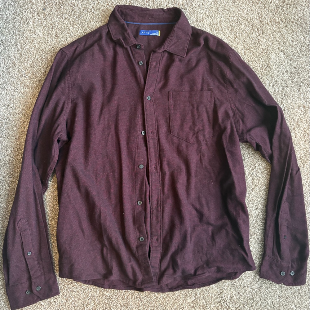 Men's Maroon Button-Up Shirt